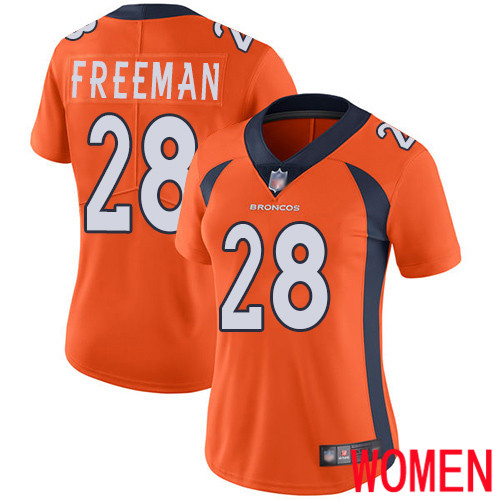 Women Denver Broncos 28 Royce Freeman Orange Team Color Vapor Untouchable Limited Player Football NFL Jersey